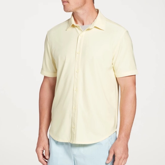 VRST Shirts Vrst Mens Large Short Sleeve Button Down Shirt Yellow